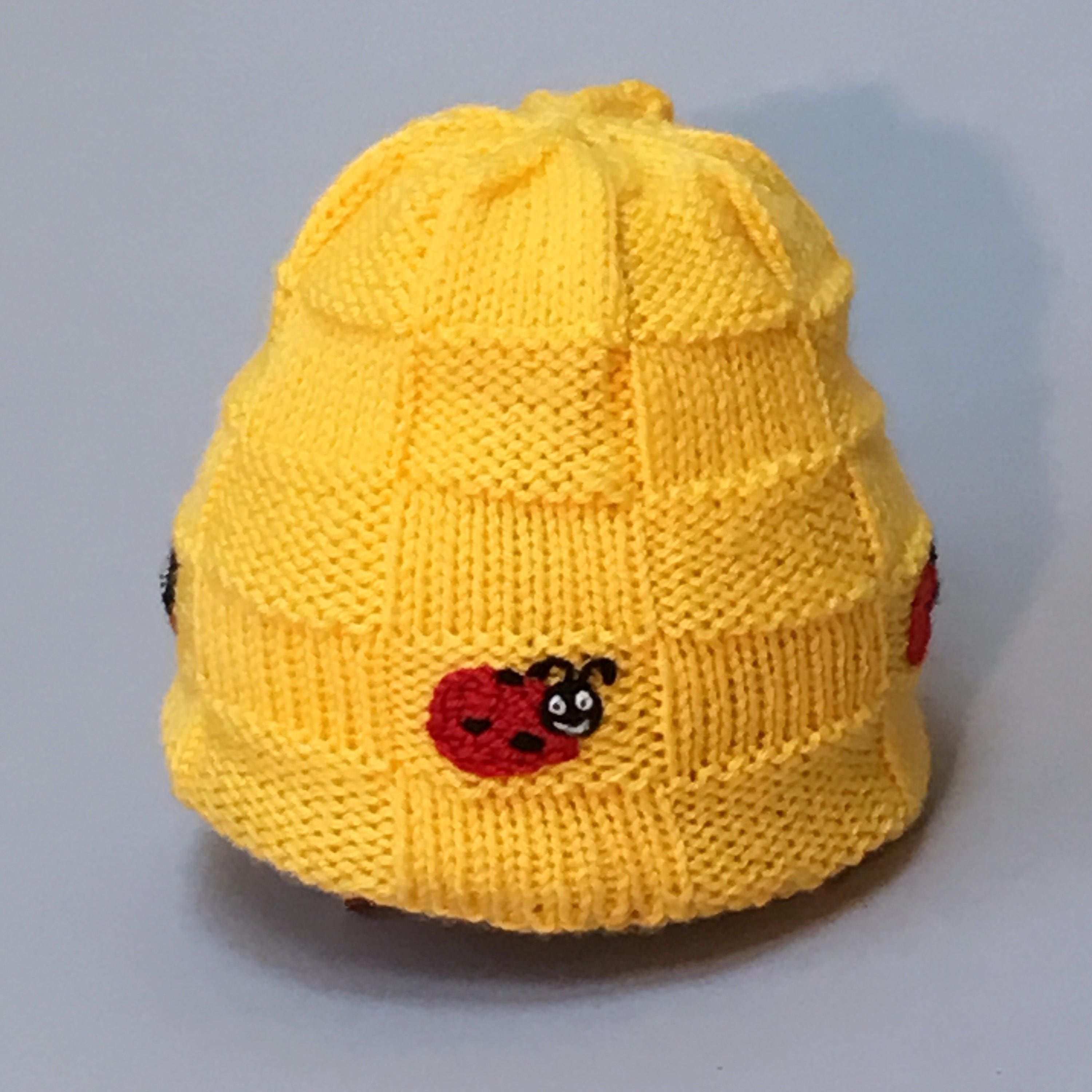 Child's Yellow Knit Hat Kids Winter Hat Ladybug Hat Etsy