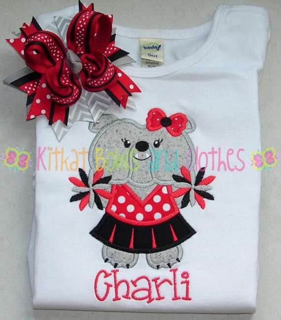 Items similar to Bulldog Cheerleader Applique Shirt and Matching