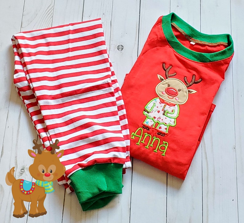 Reindeer Pajamas for Girls Family Christmas Pajamas Kids Etsy