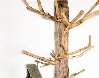 Rustic Driftwood Coat Rack: Handmade Wall Hanger, Cabin Decor