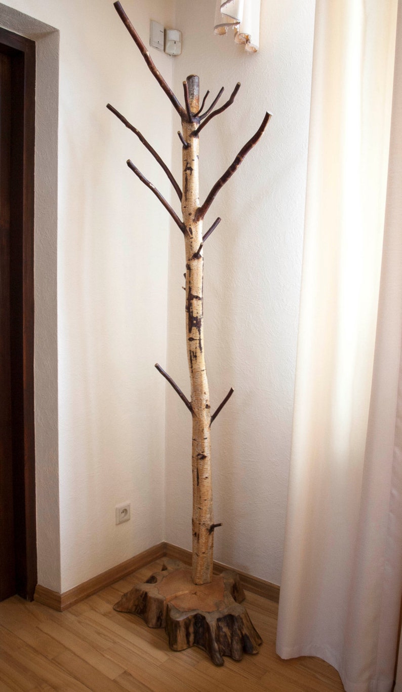 Coat rack Free standing birch coat stand Rustic birch coat Etsy