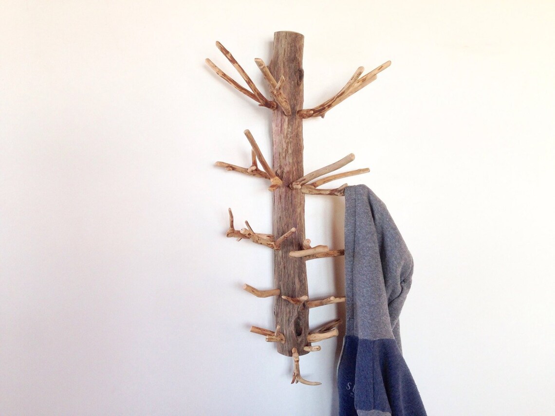 Natural Wooden Coat Rack Driftwood Coat Hanger Handmade Coat Etsy