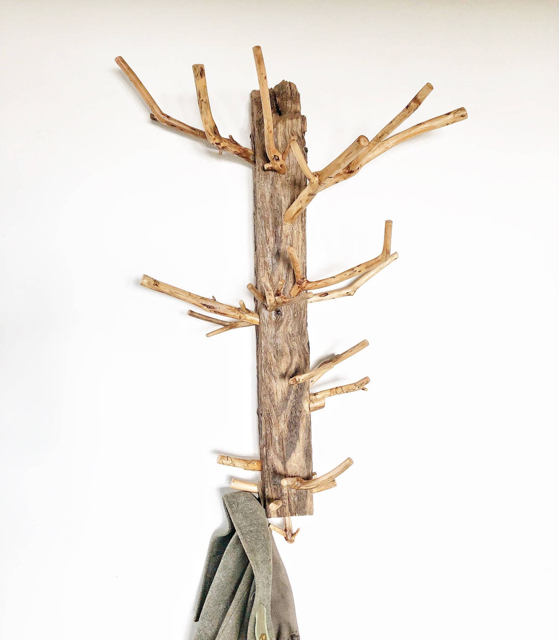 Rustic Wooden Coat Rack, Driftwood Coat Hanger, Handmade Coat Hanger
