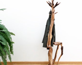 Reclaimed Oak Coat Rack: Rustic Entryway Tree Stand