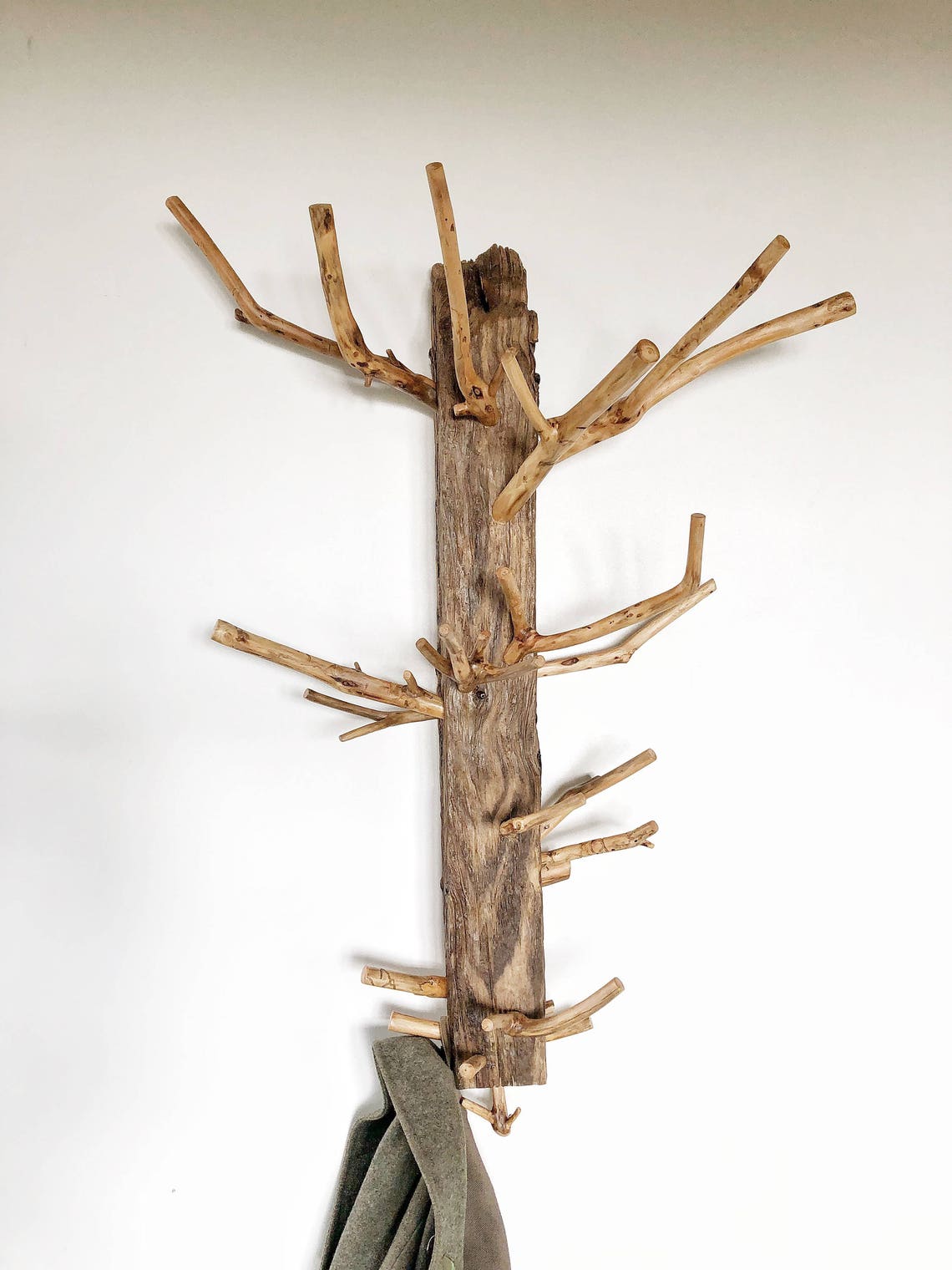 Rustic Wooden Coat Rack Driftwood Coat Hanger Handmade Coat Etsy