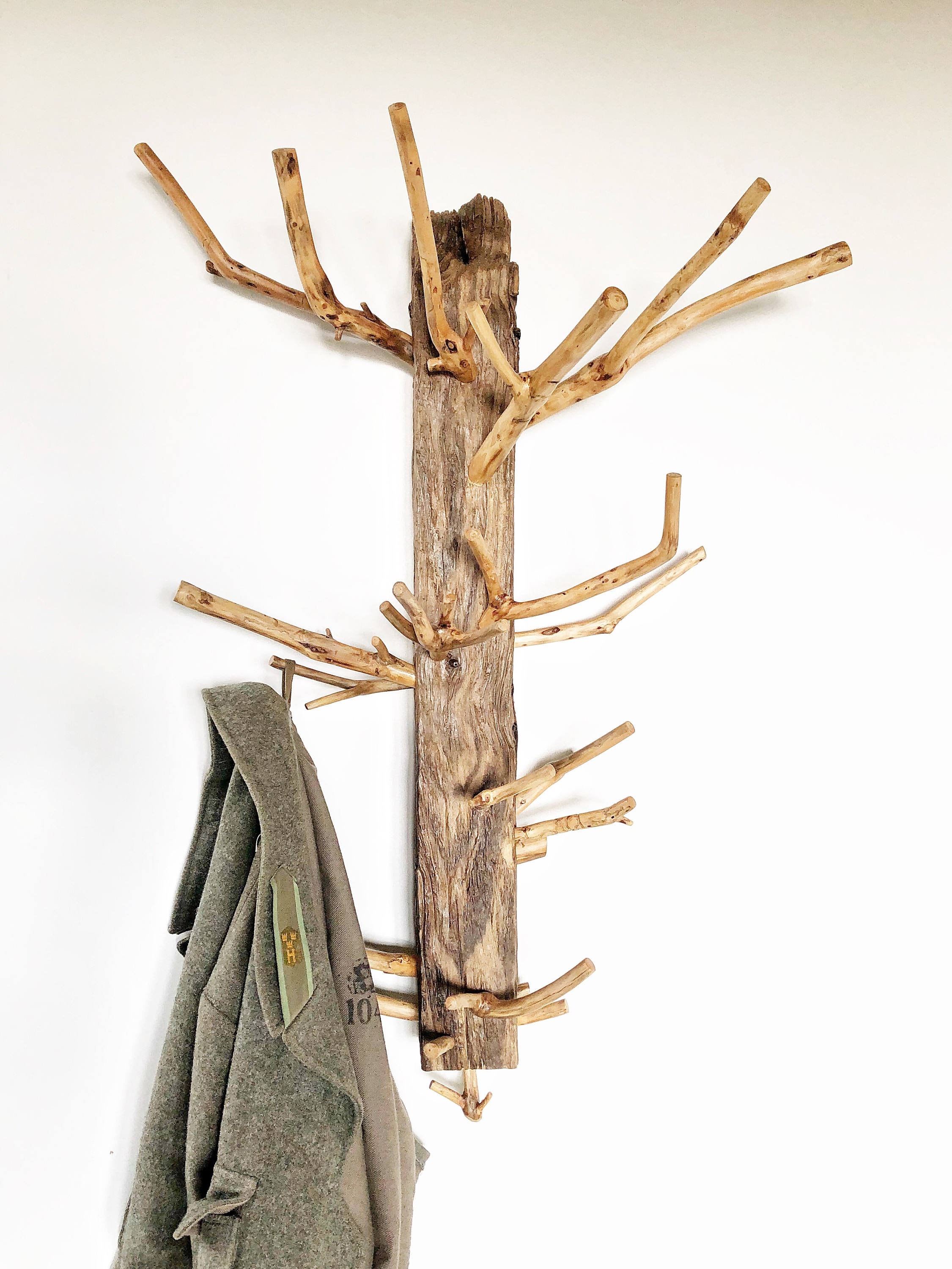 Rustic Wooden Coat Rack, Driftwood Coat Hanger, Handmade Coat Hanger