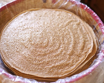 Świeży etiopski afrykański chleb Injera ~ 100% czysty Teff Injera Wegański Bezglutenowy! Wykonany na zamówienie