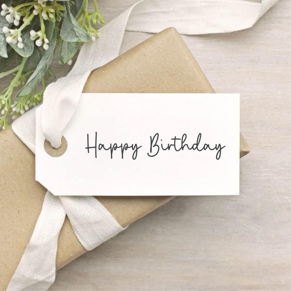 Happy Birthday Handwriting Rubber Stamp - Single Line