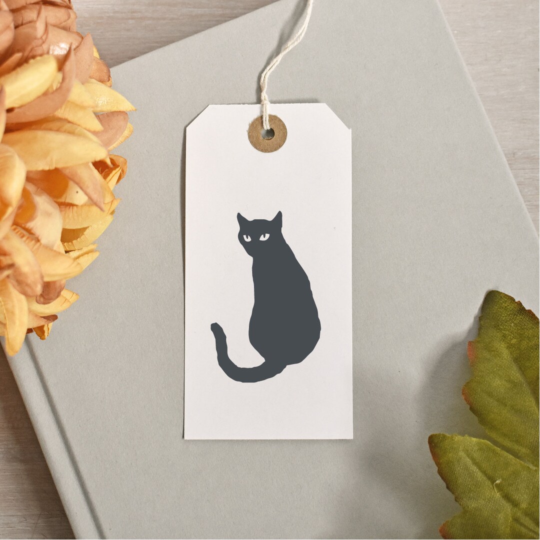 Peeping Tom Cat Rubber Ink Stamp for Kitty Lovers, Wooden Cat Stamp
