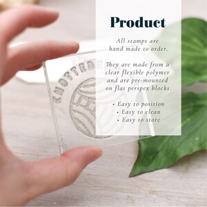May include: A clear polymer stamp with the word "knotted" in a circular design. The stamp is mounted on a clear acrylic block. The stamp is easy to position, clean, and store.
