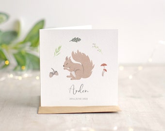 Personalised Squirrel New Baby Card