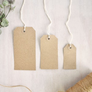 Étiquettes à bagage kraft marron (3 tailles)