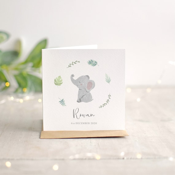 Personalised Elephant New Baby Card | Etsy
