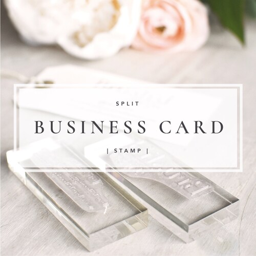 Double Business Card Stamp Set Custom Logo Stamp and Social Etsy