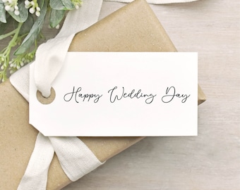 Happy Wedding Day Rubber Stamp - Single Line