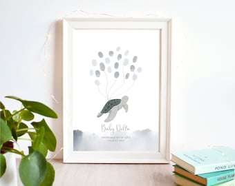 Turtle Fingerprint Guest Book Baby Shower Print | Gender Neutral