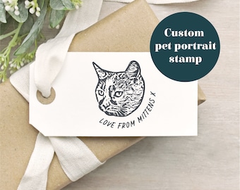 Personalised Pet Portrait Stamp - Custom Cat Stamper - Gift for Cat Lover