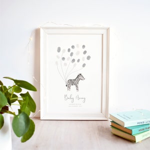 Zebra Fingerprint Guest Book Baby Shower Print | Gender Reveal