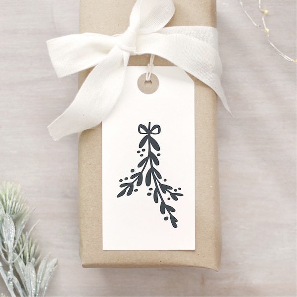 Mistletoe Sprig Christmas Rubber Stamp