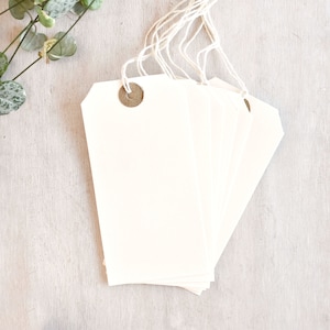 Große Ivory Gepäckanhänger | Geschenkanhänger aus recycelten Karten für Geschäftsverpackungen oder Hochzeitsbevorzugungen