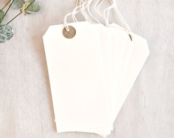 Large Ivory Luggage Tags | Recycled Card Gift Tags for Business Packaging or Wedding Favours