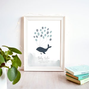 Whale Fingerprint Guest Book Baby Shower Print | Gender Neutral