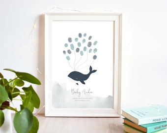 Whale Fingerprint Guest Book Baby Shower Print | Gender Neutral