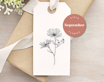 Aster Rubber Stamp - September Birth Flower