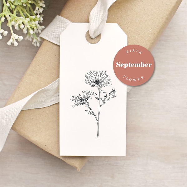 Aster Rubber Stamp - September Birth Flower