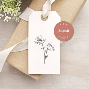 Tampon en caoutchouc transparent fleur de pavot | Fleur de naissance d'août