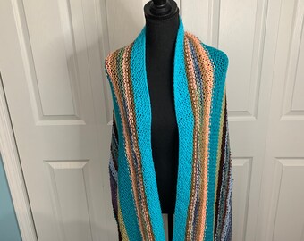 Beautiful hand knit variegated colors shawl