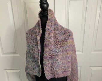 Handknit Mohair Purple Shawl