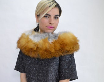 赤と黒のフォックスファーカラー | ジャケットやコートに使える