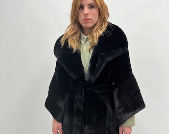 ブラック シェアード ミンク ジャケット、ナチュラル ランチ ミンク