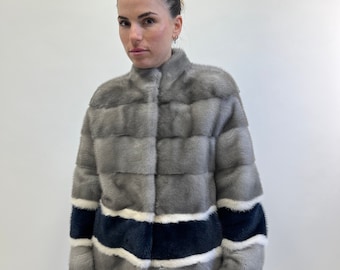 Saphir Nerz Jacke: Marine, Weiß & Grau Moderne Mantel