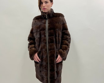 Women Mink Scruggs VINTAGE Womens Clothing Real Dyed Striped MINK Fur Coat Wrap  main image 3