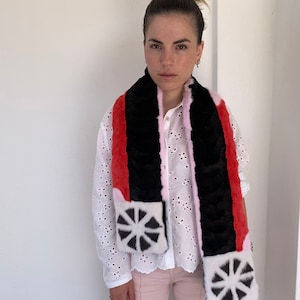 Genuine multicolored mink fur scarf, stunning fur shawl, unique fur long stole, fabulous and affordable collar luxury gift.