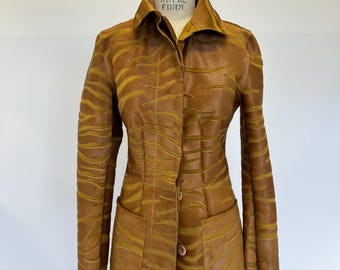 Burgundy Hair-On Leather Coat: Handmade Cavallino Calf Jacket