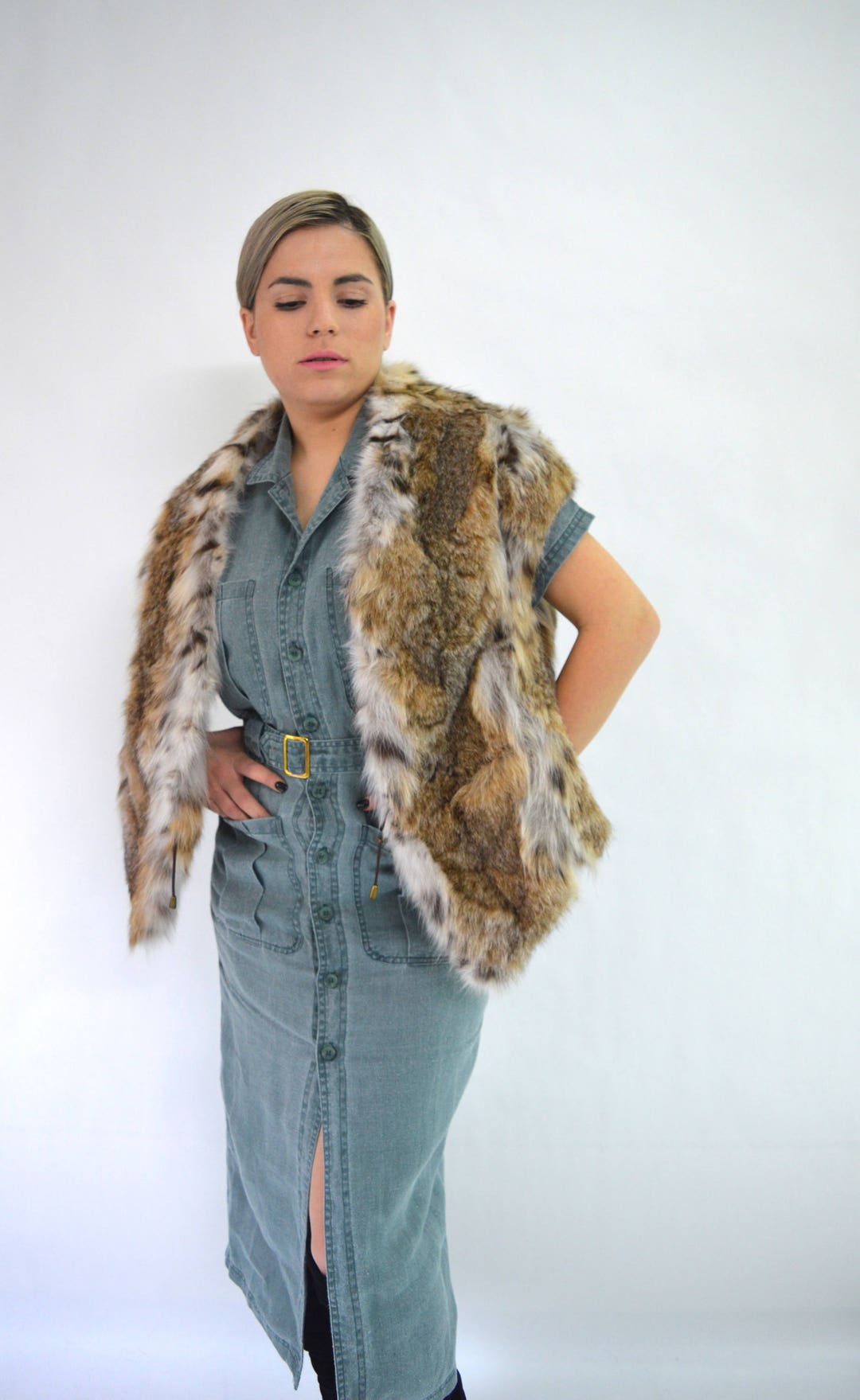 Echt Pelz Jacke, echter Pelz Bolero, Pelz Schal, Fellweste, Gris