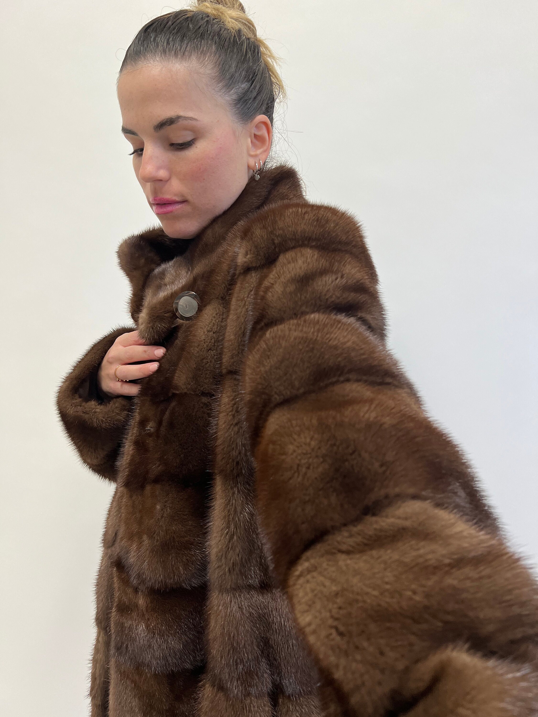 ブラウンミンクファーコート：フルスキンジャケット、Sサイズ - Etsy 日本