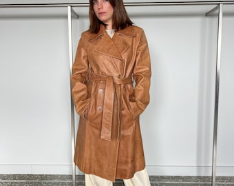 Handmade Whiskey Distressed Leather Coat, Tan Brown Fur Collar