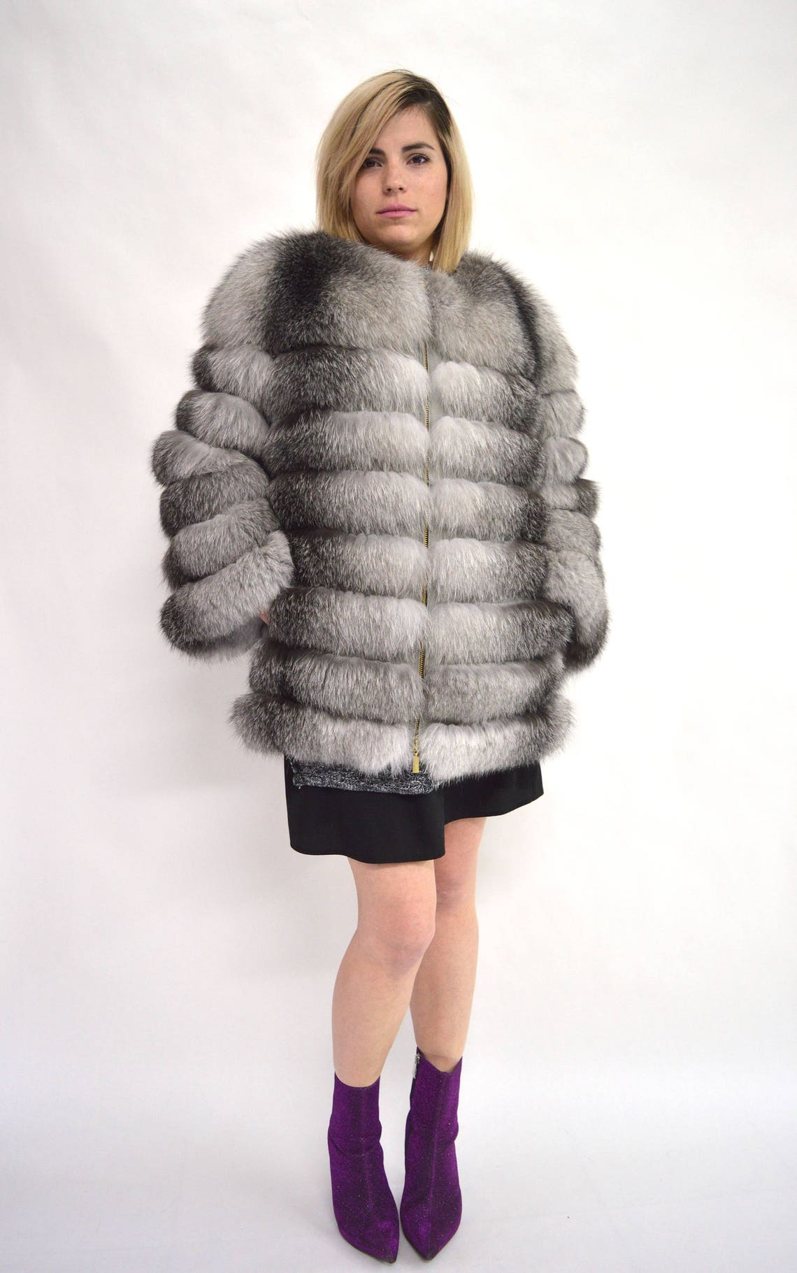 Real Fur Coat Frost Fox Fur Coat Genuine Fox Fur Jacket. Etsy Canada
