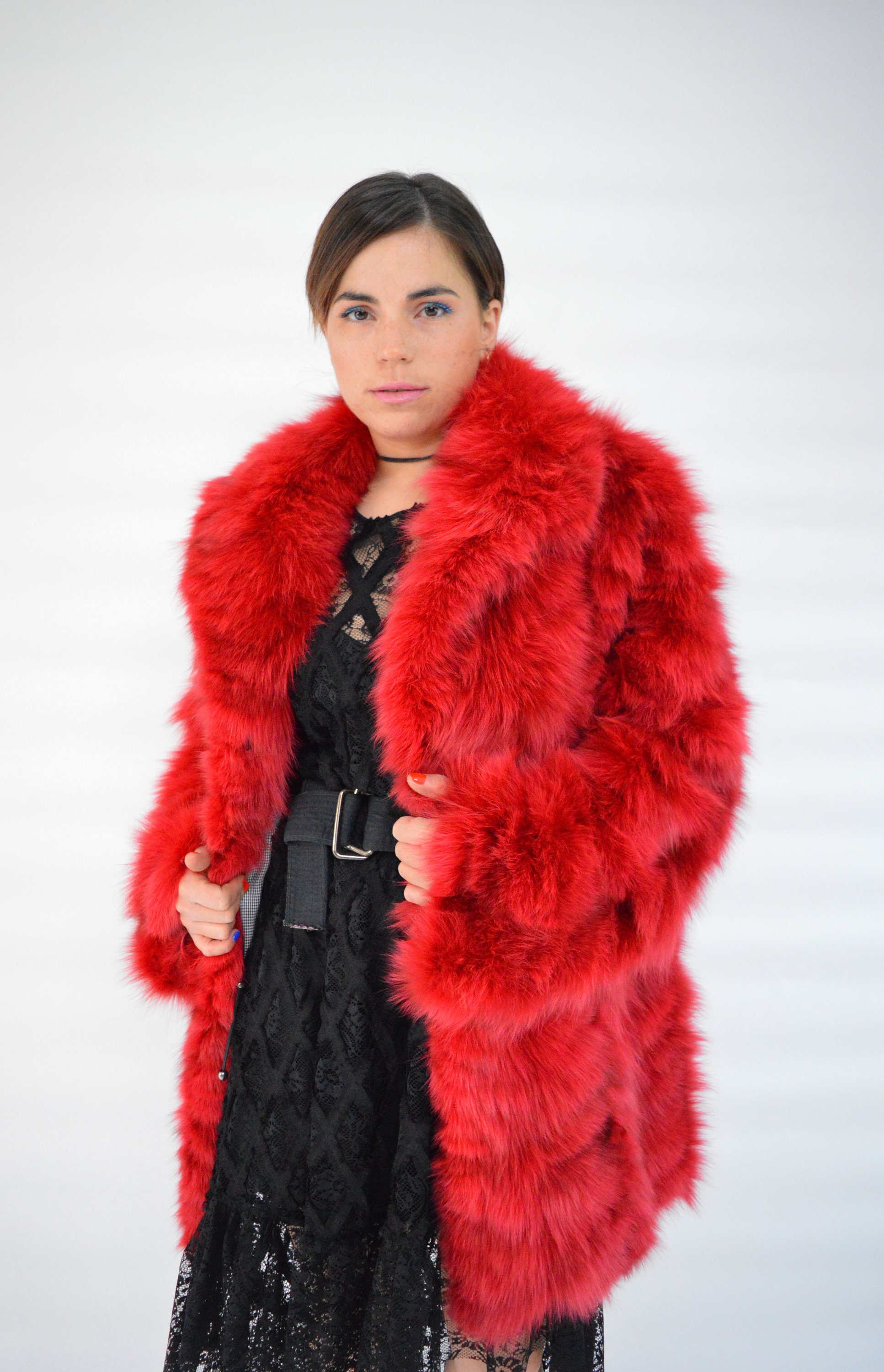 big red fur coat