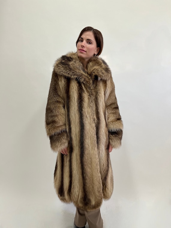 Real Raccoon Fur Coat: Choco Brown Full Length Godet - Etsy