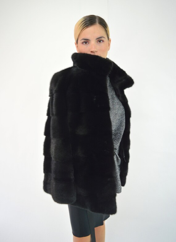 black mink fur coat