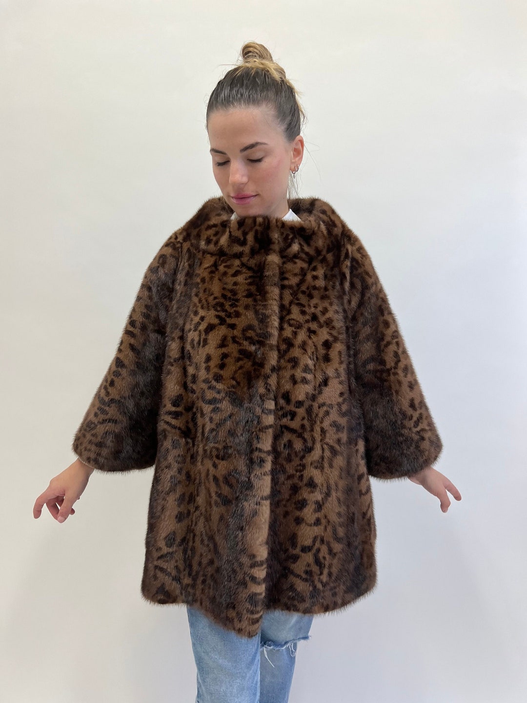 Leopard Minc Leopard Print Brown Mink Fur Coat - Luxury Demi Buff Jacket - Etsy