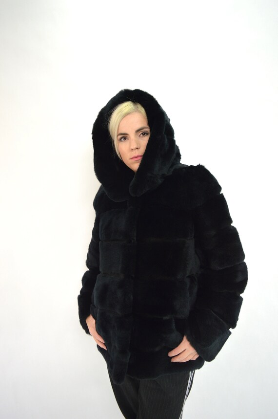fur jacket black