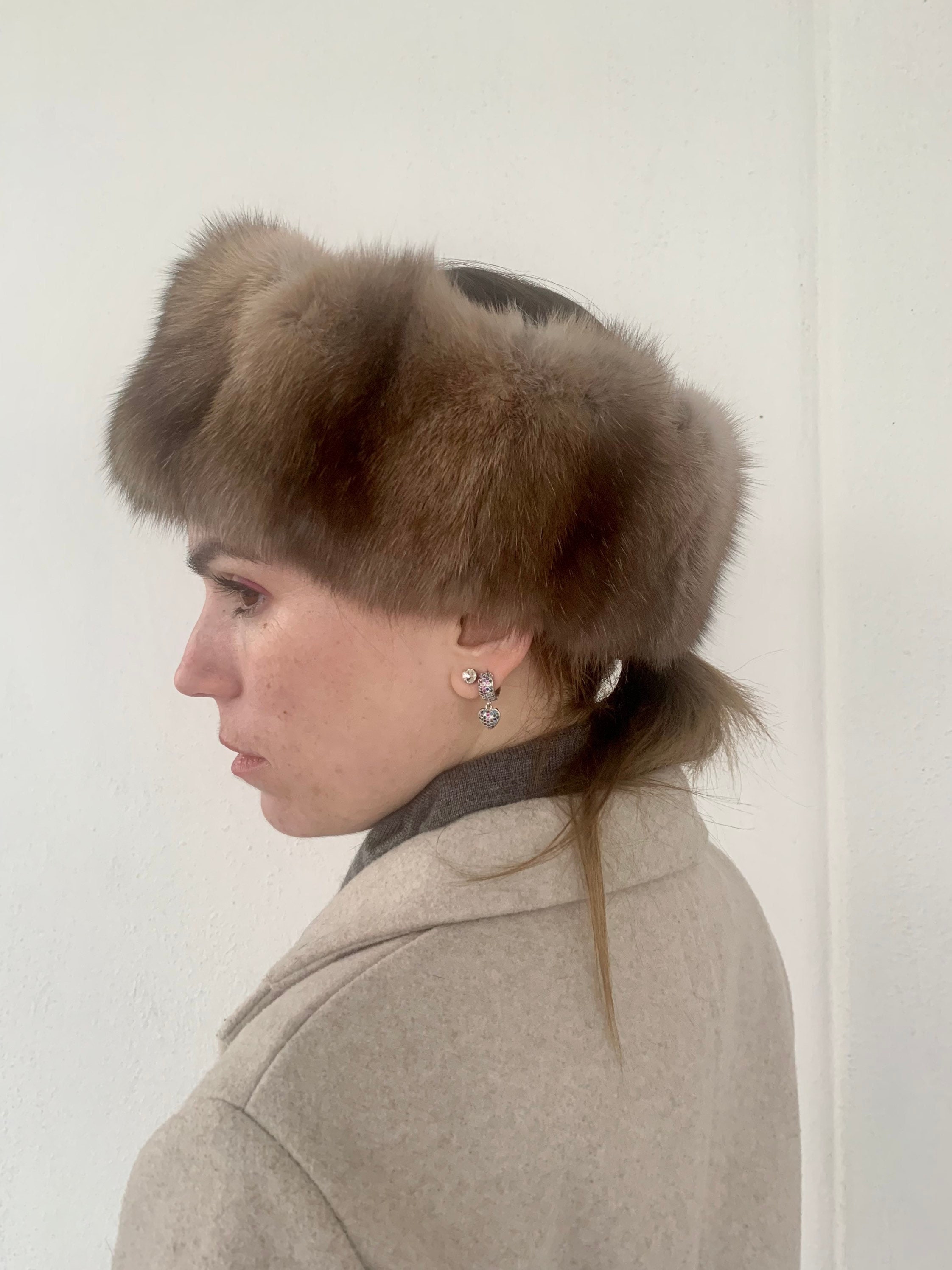 bandeaux d'hiver vraie fourrure de vison tricoté bandes élastiques mode  luxe femme accessoires de cheveux chauds