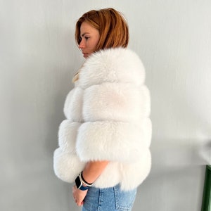 Real White Fox Fur Jacket. Bridal White Bolero. Genuine Full - Etsy