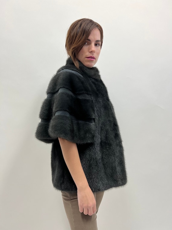 midnight blue fur coat